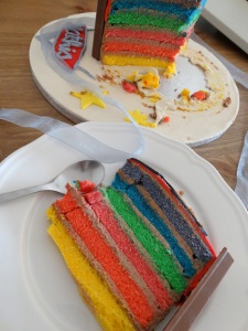 Découpe Rainbow Cake
